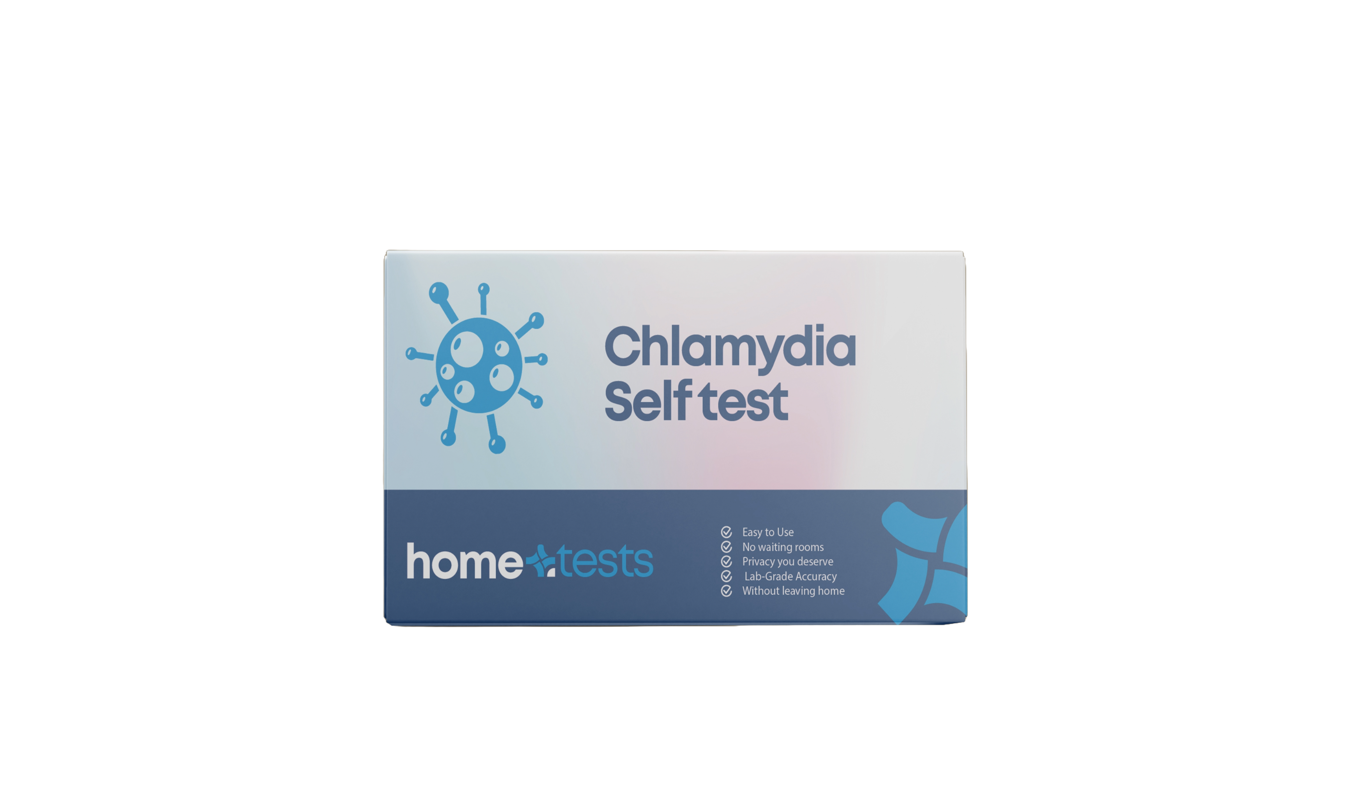 Front-facing Chlamydia Test Kit box on a white background with clear branding and instructions