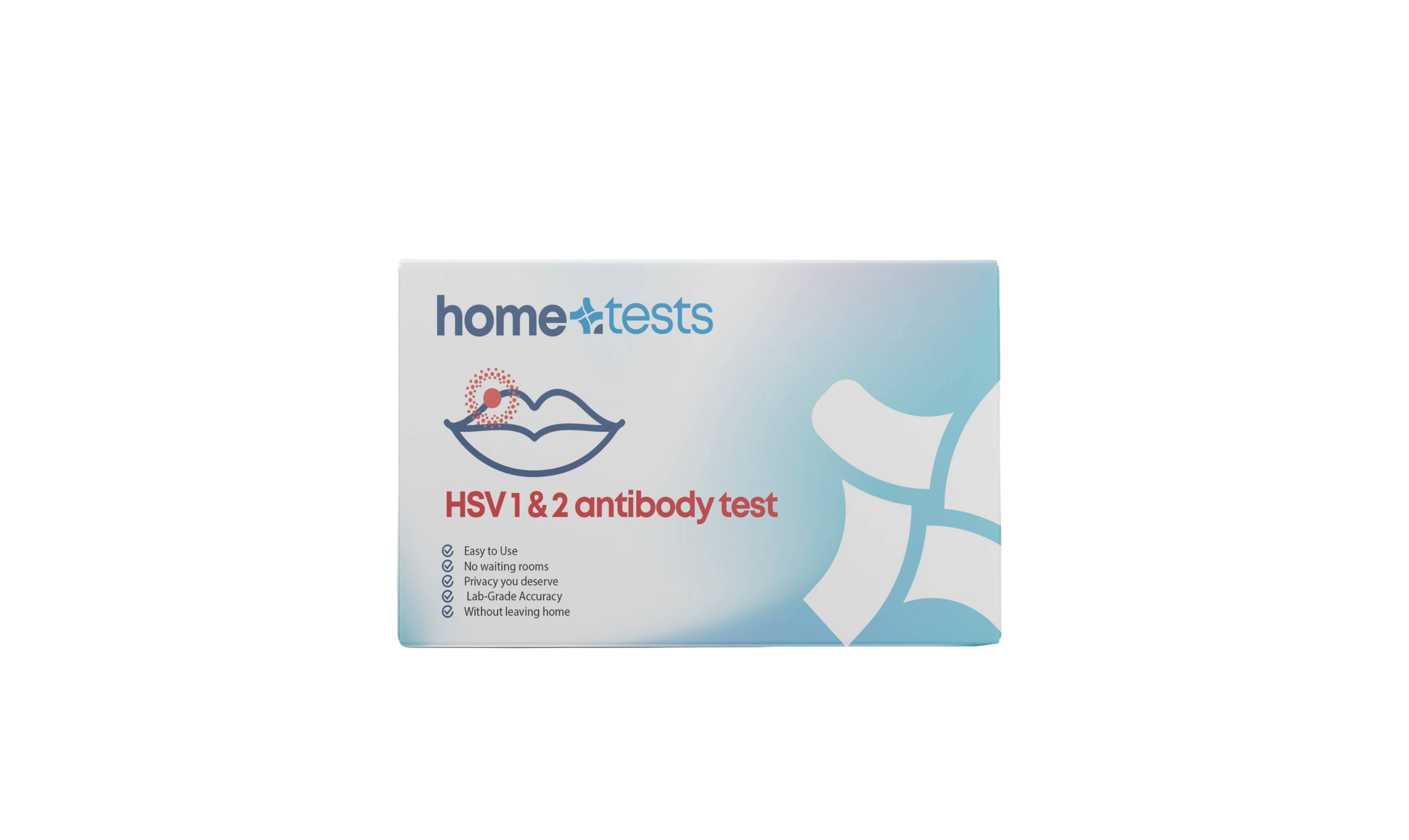 Front-facing HSV 1&2 Test Kit box on a white background with clear branding and instructions