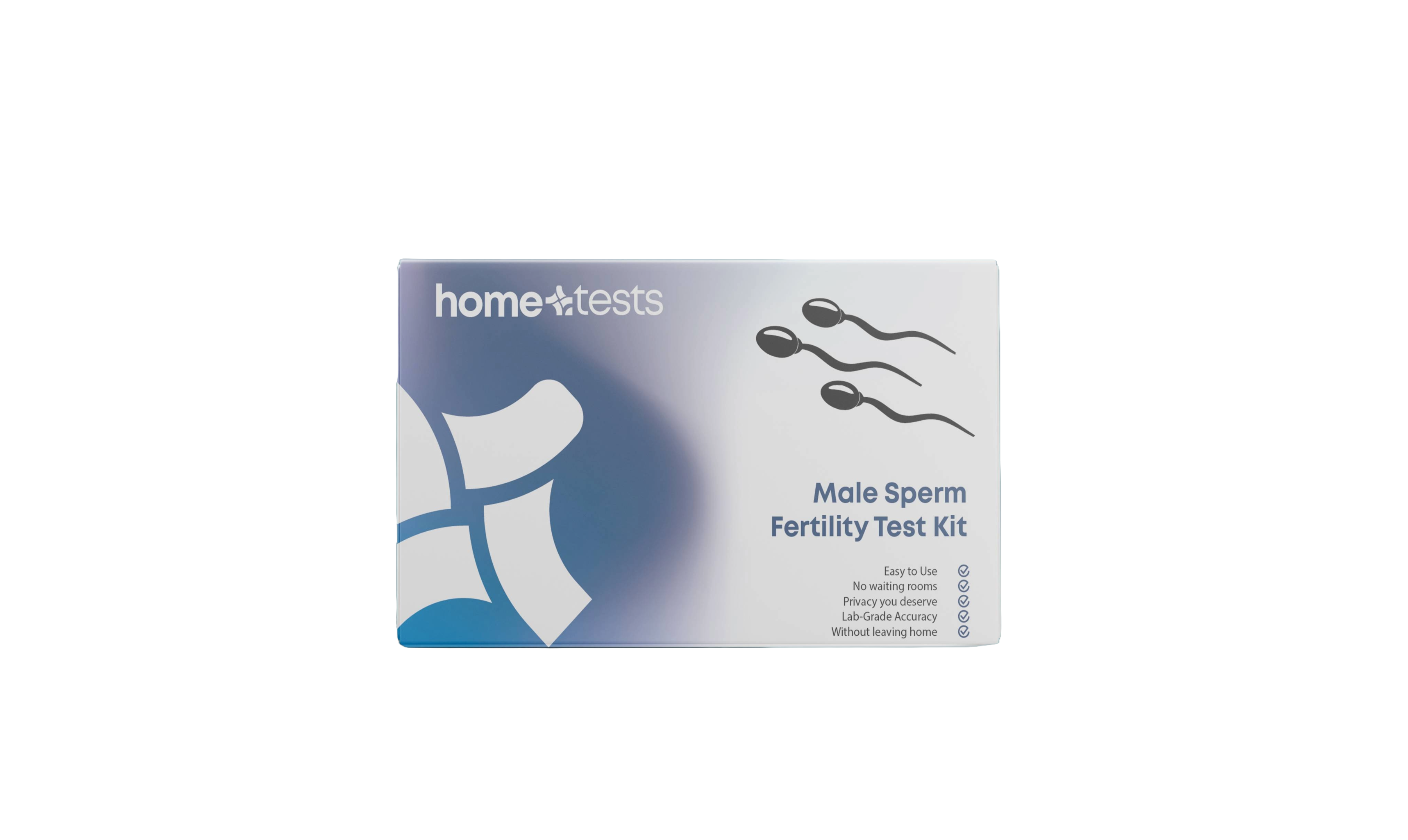 Front-facing Male Sperm Fertility Test Kit box on a white background.