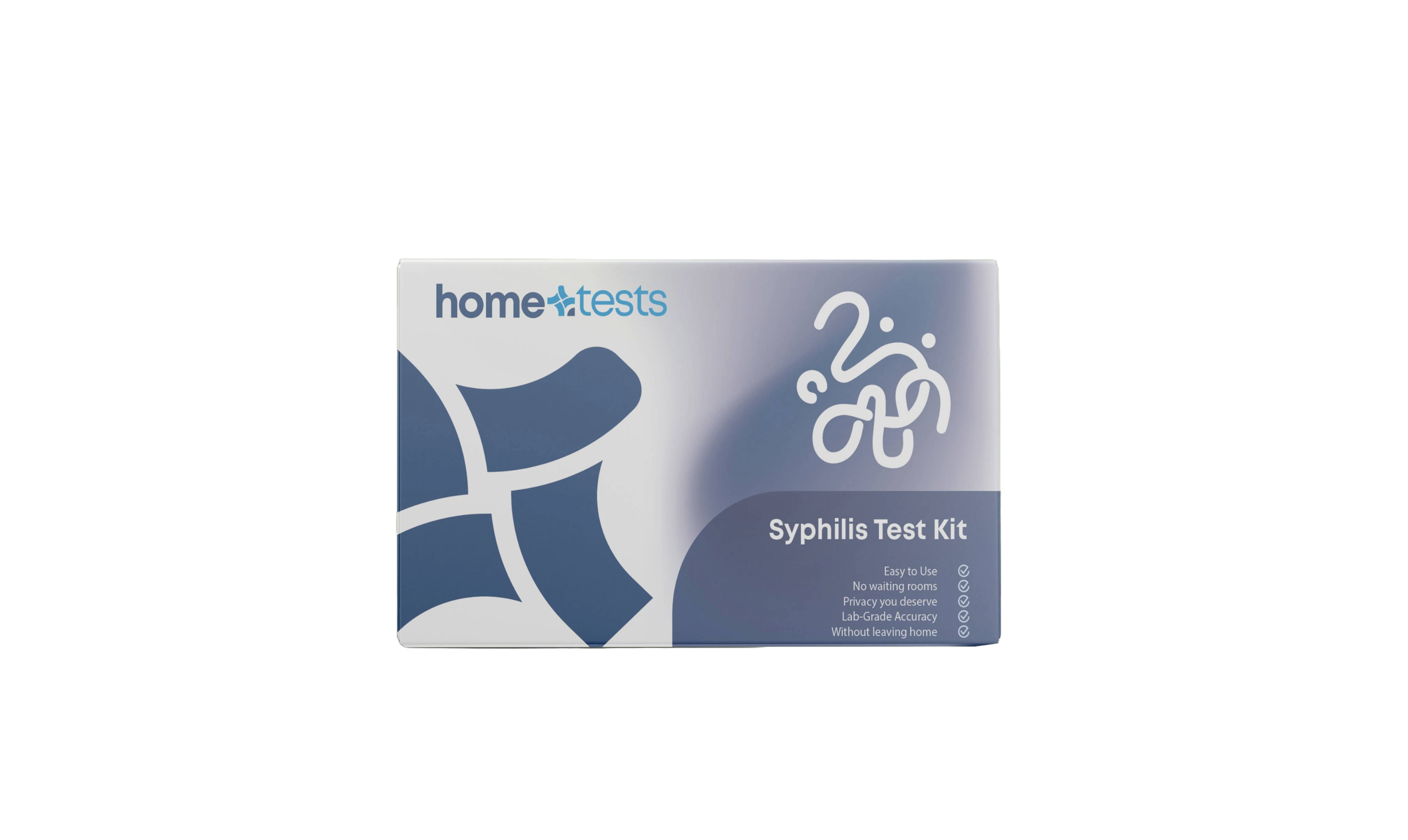 Front-facing Syphilis Test Kit box on a white background with clear branding and instructions