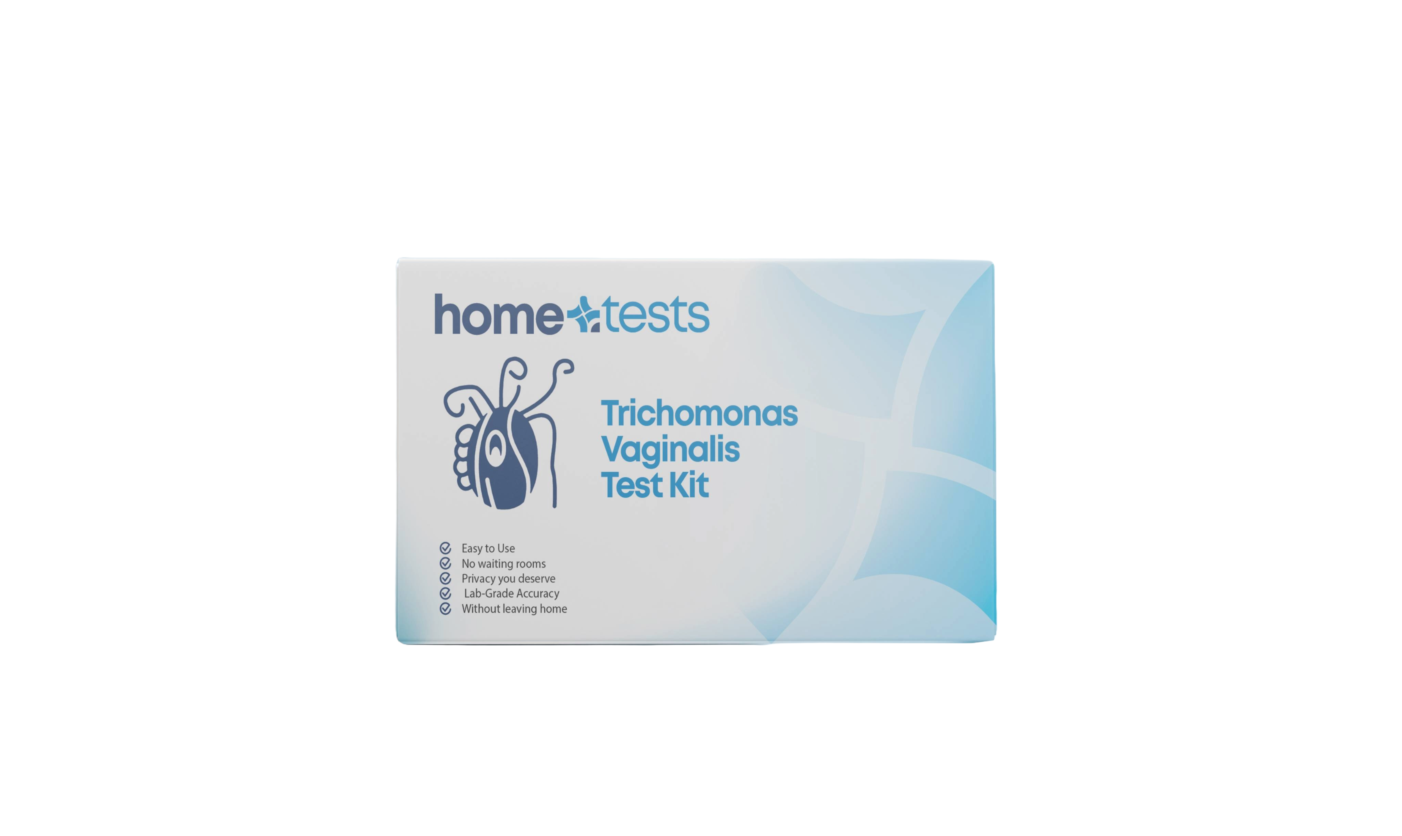 Front-facing Trichomonas Vaginalis Test Kit box on a white background with clear branding and instructions